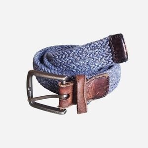 Tommy Bahama Blue Knit Belt with Brown Leather